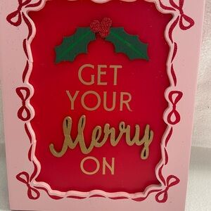 NWT Ashland Festive Holiday Sign with Holly - Red and Pink